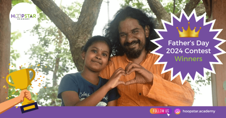 Manohar and Swarna Disa Grandhi performing hula hoop together at HoopStar Academy Father's Day Contest