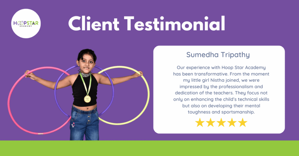 Parent testimonial about child's transformative journey at HoopStar Academy hula hoop classes