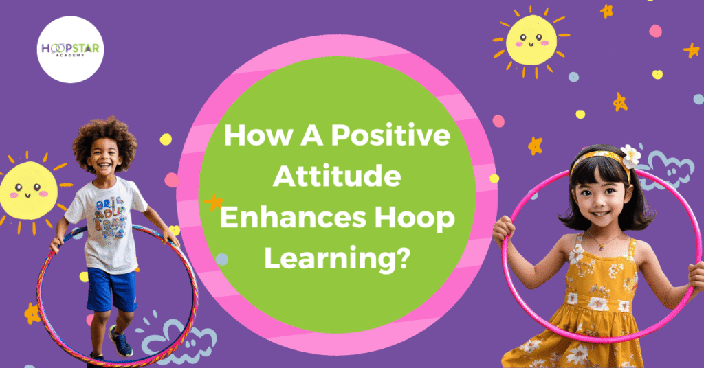 Child with positive attitude practicing hula hoop learning