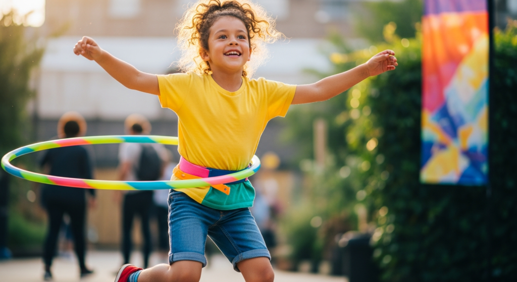 Kids hula hooping - Structured Play for Smarter Growth: How Hoopstar Academy is
